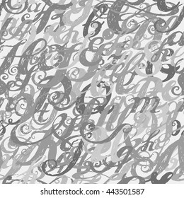 Calligraphy alphabet typeset lettering. Seamless wallpaper pattern.  Hand drawn alphabet. Capital and lower-case letters. Hand drawn sketch of ABC letters in old fashion vintage style. 