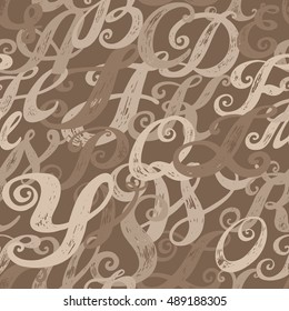 Calligraphy alphabet typeset lettering. Seamless wallpaper pattern.  Hand drawn alphabet. Capital and lower-case letters. Hand drawn sketch of ABC letters in old fashion vintage style. 