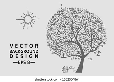 Vektor Stok Calligraphy Arabic Pattern Form Tree Many (Tanpa Royalti ...