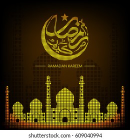 Calligraphy of Arabic text of Ramadan Kareem for the celebration of Muslim community festival vector.