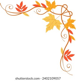 Calligraphy Autumn Corner Frame Vector Illustration