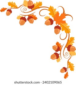 Calligraphy Autumn Corner Frame Vector Illustration