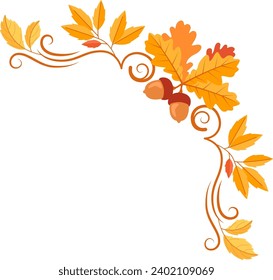 Caligrafía Ilustración del vector de marco de esquina de otoño