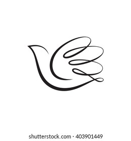 Calligraphy bird icon.