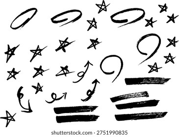 calligraphy black brush stroke line illust star circle stroke