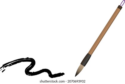 Calligraphy brush isolated vector illustration.
