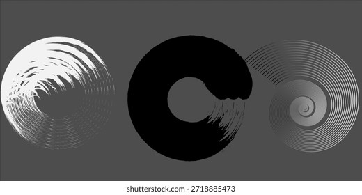 Conjunto de pinceladas de caligrafía. Paquete de líneas de Vector de tinta roja recta. Color sangriento largo y redondo dibujado a mano pincel texto destaca los marcos de círculos. espiral moderno