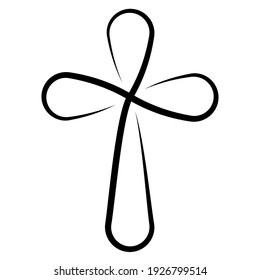 Calligraphy Christian cross, vector calligraphy lines cross, tattoo sign symbol of faith in God and Jesus Christ