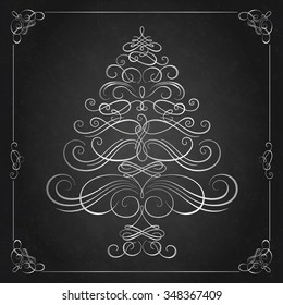 Calligraphy Christmas tree. Vector illustration