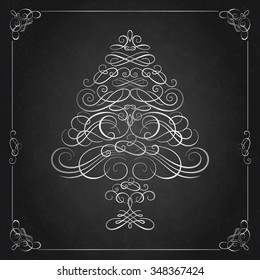 Calligraphy Christmas tree. Vector illustration