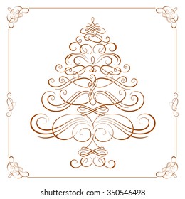 Calligraphy Christmas tree. Vector illustration