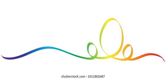 Calligraphy Colorful Rainbow Easter Egg Ribbon on White, stock vector illustration