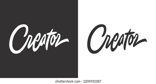 Calligraphy creator. Black and white minimalism brush handmade. Printing on clothes. Stylish modern sticker