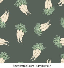 Calligraphy daikon vector coloured pattern for wrapping, craft, textile, fabric
