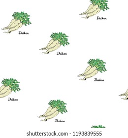 Calligraphy daikon vector coloured text pattern for wrapping, craft, textile, fabric