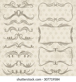 Calligraphy decorative borders, ornamental rules, dividers