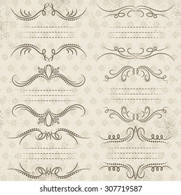 Calligraphy decorative borders, ornamental rules, dividers, vector