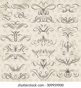 Calligraphy decorative borders, ornamental rules, dividers, vector