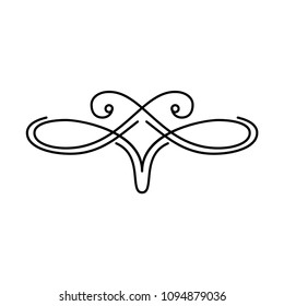 Calligraphy decorative design element. Vintage scroll filigree pattern. Page divider, elegance swirl. Wedding invitation, Save the date, Greeting card. Vector illustration.