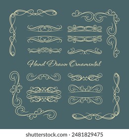Calligraphy Design Elements. Decorative Swirls, Scrolls and Dividers vintage style