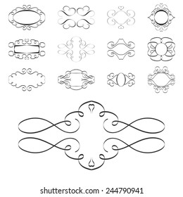 calligraphy design elements, ornaments page templates labels EPS10