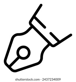 Calligraphy dip pen icon outline vector. Artistic writing nib pen. Metallic drafting supplies