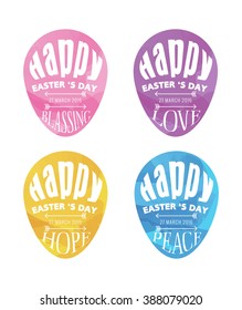 Calligraphy in Easter Egg. water colour texture. Easter Day Symbol. retro design elements. vector illustration