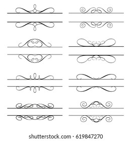 Calligraphy elements dividers vector set