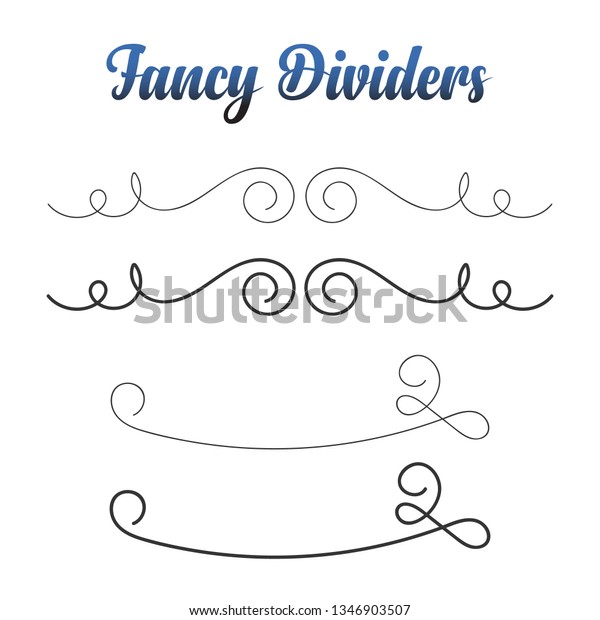 Calligraphy fancy dividers.\
Hand drawn doodle. Isolated vector decor. Letter swirl design. Logo\
elements.
