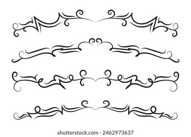 Calligraphy filigree lines Text dividers, vintage Flourishes decorative Scrolls wedding Ornate, fancy elegant page Separators design elements, Header Swirls menu cards Ornamental Border


