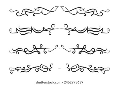 Calligraphy filigree lines Text dividers, vintage Flourishes decorative Scrolls wedding Ornate, fancy elegant page Separators design elements, Header Swirls menu cards Ornamental Border


