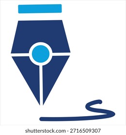 Caligrafia Estilo de Ícone Azul Plano