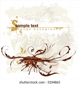 calligraphy flowers ornament on beige grunge background