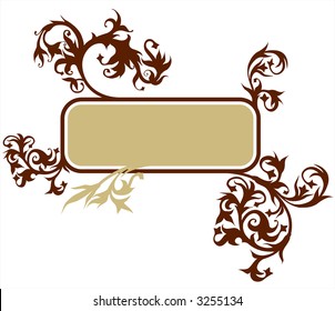 calligraphy flowers ornament on brown vignette