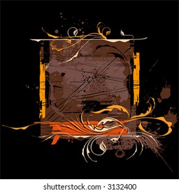 calligraphy flowers ornament on grunge background