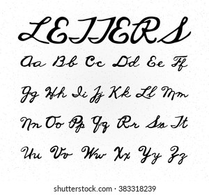 Calligraphy Font Alphabet Set. Vector set with hand written ABC letters. Handmade vector calligraphy. 