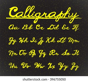 Calligraphy Font Alphabet Set. Vector set with hand written ABC letters. Handmade vector calligraphy.