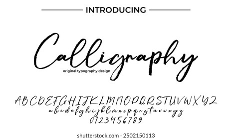 Calligraphy Font Stylish brush painted an uppercase vector letters, alphabet, typeface