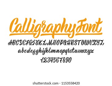 Calligraphy font. Vector hadwritten alphabet.