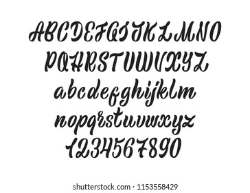 Calligraphy font. Vector hadwritten alphabet.