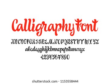 Calligraphy font. Vector hadwritten alphabet.