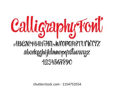 Calligraphy font. Vector hadwritten alphabet.