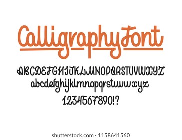 Calligraphy font. Vector hadwritten alphabet.