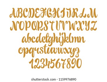 Calligraphy font. Vector hadwritten alphabet.