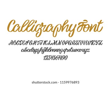 Calligraphy font. Vector hadwritten alphabet.