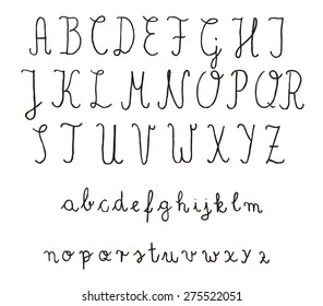 Calligraphy fonts. Vector alphabet. Hand drawn letters. Letters of the alphabet written with a pencil. 