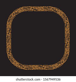 calligraphy frame. border for text or banners. golden color frame with isolated black background.