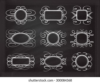 Calligraphy frames on the chalk background for your design.