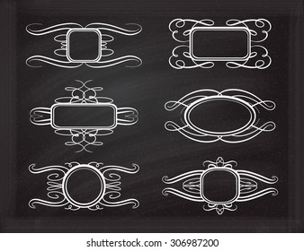 Calligraphy frames on the chalk background for your design.