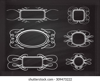 Calligraphy frames on the chalk background for your design.